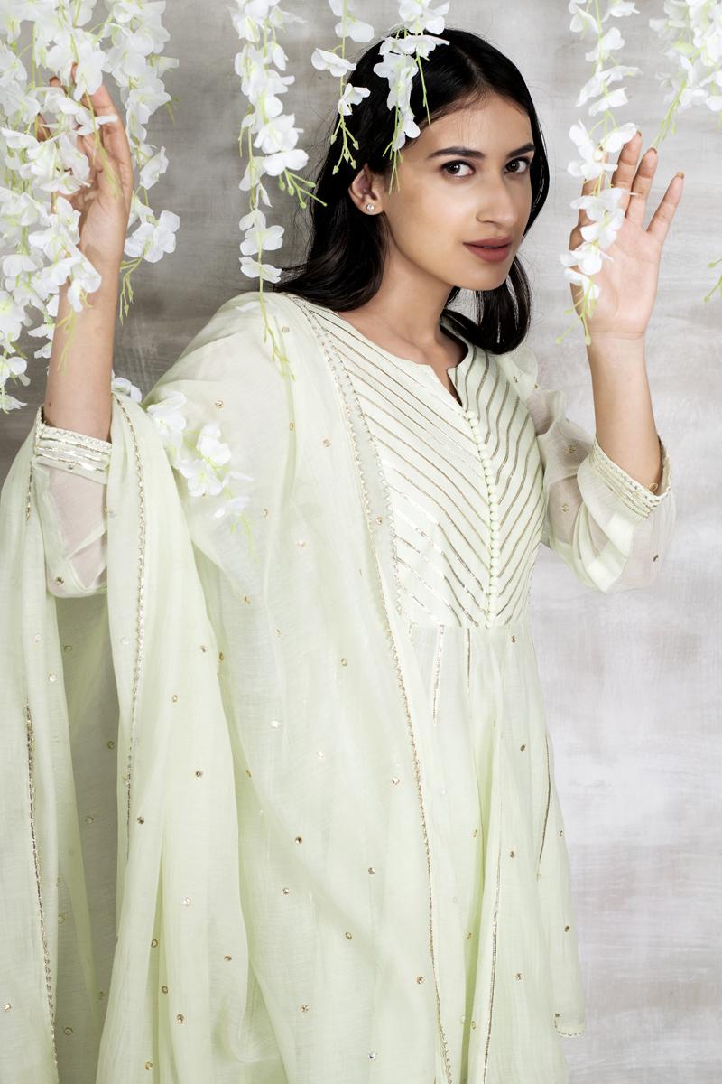 noor green kurta with salwar set