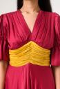 Wine-Yellow Rouching Dress