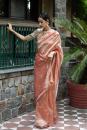 Blush Pink hand embroidered tissue silk saree with blouse (Set of 2)