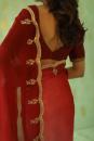 Deep Red Embroidered Ombre Saree Set
