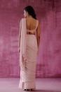 Vintage Pink Embroidered Pre Sitched Saree Set 