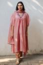 old rose nuetral handwoven silk dress