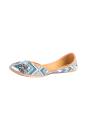 Blue Leather beads and white threads work  Jutti ( Heel Height 0.5 inch )
