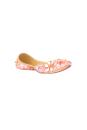 Light pink Leather Ribbon, sequins and beads work Jutti ( Heel Height 0.5 inch )