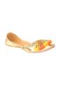 Gold Faux Leather Woolen and beads work Jutti ( Heel Height 0.5 inch )