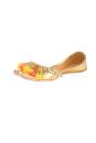 Gold Faux Leather Woolen and beads work Jutti ( Heel Height 0.5 inch )