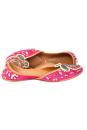 Pink Leather Pink velvet fabric and sequins work Jutti ( Heel Height 0.5 inch )