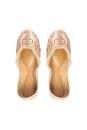 Peach Leather Sequence and mogra beads work Jutti ( Heel Height 0.5 inch )