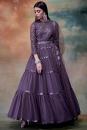 Charcoal Grey Embroidered Anarkali With Dupatta
