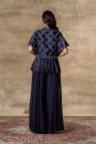 Navy blue blue embroidered peplum jacket paired with sharara