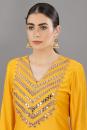 mustard  embroidered chanderi silk asma kurta set