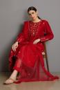 red  embroidered chanderi silk gul kurta set
