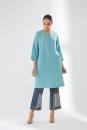 Sky Blue Tunic Set With Contrast Trousers