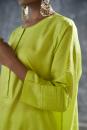 lime French knot neck silk tunic