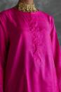 ruby silk tunic French knot neck 