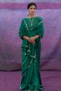 Green signature style border habd embroidered saree with blouse 
