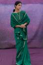 Green signature style border habd embroidered saree with blouse 
