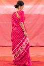 Pink Striped silk saree with Blouse