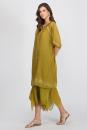 green chanderi and glace cotton tshirt tunic with aymmetrical pants