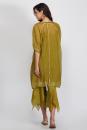 green chanderi and glace cotton tshirt tunic with aymmetrical pants