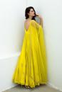 Citric yellow hand embroidered worked anarkali with dupatta