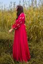 Hot pink hand embroidered worked anarkali with dupatta