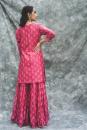 Pink Chanderi hand block printed short kurta set