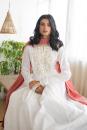 ivory and old rose Handwoven chanderi Dress