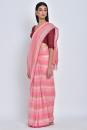 Pink & Golden Tanisi Handwoven Linen Sari