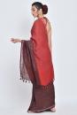 red & maroon gudhal i handwoven dual shade linen sari