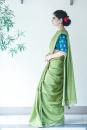 Green chanderi embroidered saree
