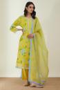 Yellow Cotton Mal
& organza silk dupatta the springlike kurta set