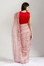 Red and white sherbet batasha saree and blouse