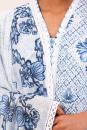 White/Blue Chanderi Modal Surma Crochete Lace Dupatta