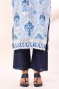 Blue Cotton Reeti Crochete Lace, Schiffli Kurta set