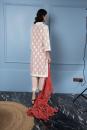 Ivory  and Red Handloom Chanderi Jacquard, Handloom Cotton kurta set