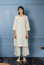 Ivory and Turquise  Handloom Chanderi Jacquard, Handloom Cotton kurta set