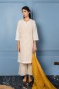 Ivory and Yellow Handloom Chanderi Jacquard, Handloom Cotton kurta set