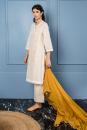 Ivory and Yellow Handloom Chanderi Jacquard, Handloom Cotton kurta set