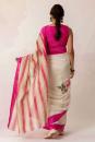 Bahaar Pink Polka Floral Mix Saree with Cross Stitich Floral Embroidery