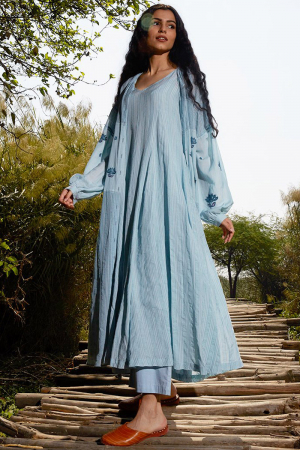 Blue  organic cotton Elsa Dress