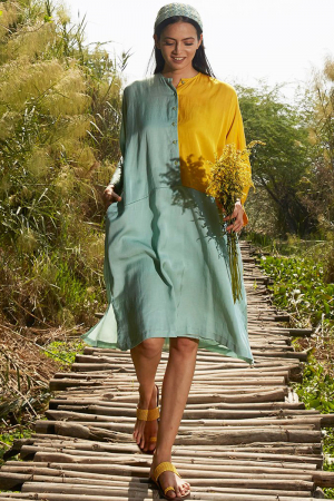 Green/Yellow  organic cotton Maria Dress
