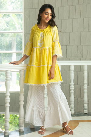 yellow cotton rivaaj dress