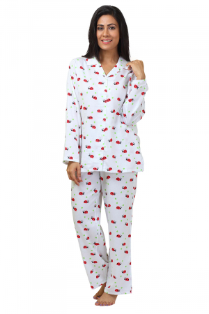 White Lady Bug Adult Pure-cotton Nightsuit