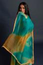 Yellow & Turquoise Ombre Saree