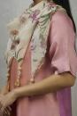 Peach mauve Ombre hued Asymmetric Dress kurta with scalloped embroidered stole